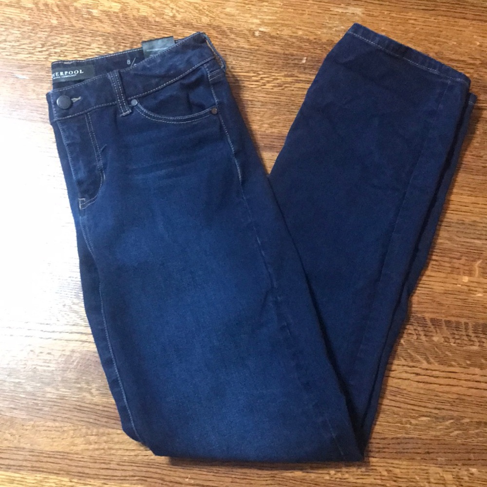 Dark wash straight leg jeans